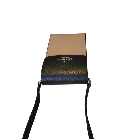 Kate Spade Madison Flap Phone Crossbody Toasted Hazelnut & Black Leather Bag - Picture 7 of 13